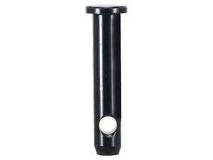 The Top link pin 19x76mm Cat. 1 Heavy Duty (Sparex Part Number: S.164563) is a cylindrical black metal pin with a flat head and a hole near the bottom, featuring corrosion protection for durability in heavy-duty applications.