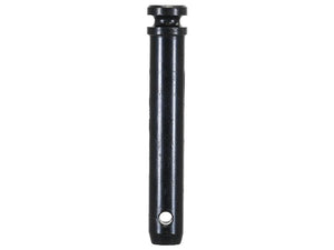 Introducing the Sparex Lower Link Pin 22x116mm Cat. 1 Heavy Duty (Sparex Part Number: S.164573), a black cylindrical metal pin designed with a small hole near the bottom and a grooved section at the top, featuring robust construction and EPD plating for optimal corrosion protection.