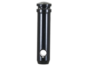 Heavy-duty black cylindrical metal pin with a flat top, EPD plated for superior corrosion protection and featuring a hole near the bottom, Product Name: Top link pin 25x75mm Cat. 2 Heavy Duty | Sparex Part Number: S.164576 from the brand Sparex.