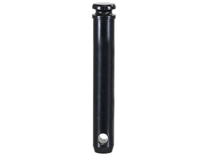 The Top Link Pin 25x142mm Cat. 2 Heavy Duty by Sparex (Part Number: S.164582) is a robust black metal pin with two holes, designed for securing parts in machinery or equipment, and features corrosion protection through Cathodic Electrode Deposition.