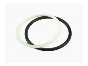 Two overlapping rubber O-rings, one black and one white, displayed against a plain white background, designed for efficient sealing solutions. For expedited delivery use Tariff Code 8412904090. This is the Faster Seal Kit - 4DCPV (Sparex Part Number: S.164637) by Sparex.