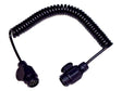 Spiral Extension Cable 3.5M from Sparex, featuring a coiled black design and 13 Pin plugs at each end, compatible with 12/24V systems (Sparex Part Number: S.164653).