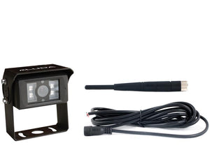 A Sparex Camera Kit for MachineCam HD (Part Number: S.164681)—a black wireless security camera equipped with night vision, an antenna, and a coiled connection cable—against a white background.