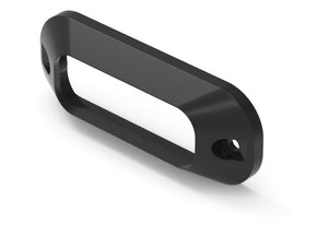 The Black Bezel Surround (Sparex Part Number: S.164695) by Sparex is a black rectangular metal bracket with two holes for attachment or mounting purposes, featuring 4 LEDs for enhanced visibility.