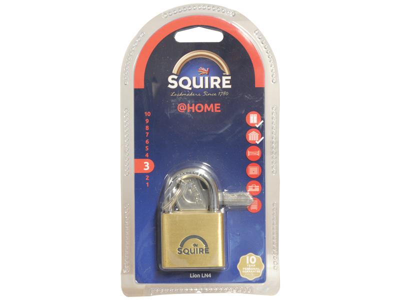 Squire Solid Brass Lion Range Padlock - Key Alike - Brass, Body width: 39.5mm (Security rating: 3) | Sparex Part Number: S.164761