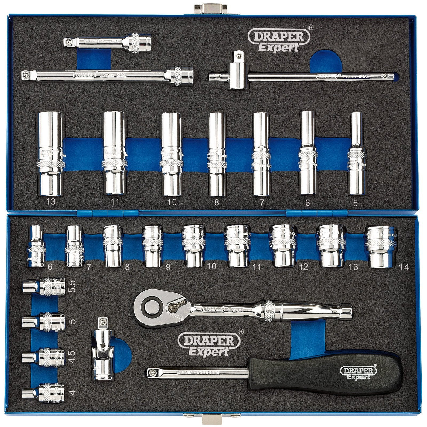 Draper Metric Socket Set, 1/4" Sq. Dr. (26 Piece) - B26M/MC/B - Farming Parts