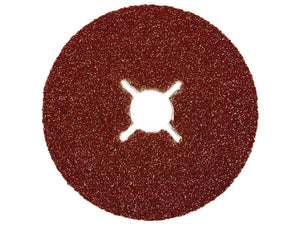 The Sparex Fibre Sanding Disc S.164780 is a circular, coarse sanding disc with a diameter of 115mm and a center hole for attachment, made from Vulcanized Fibre.