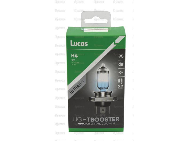 Lucas Lightbooster Ultra150 Head Light (Halogen), Twin Pack, H4, 12V, 60/55W, P43t | S.164860 - Product Image 3