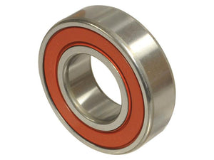 Close-up of a Sparex NTN SNR Deep Groove Ball Bearing (6310RS) with a red seal, designed for deep groove mechanical applications and reducing friction in rotary motion. Sparex Part Number: S.164878.