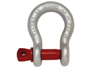 A Screw Pin Anchor Shackle G209 by Sparex, with the engraving "Crosby 45" and a size of 3/16", features a red pin indicating its safe working load of 1/3T. (Sparex Part Number: S.164941).