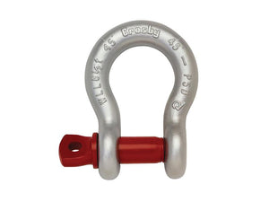 Close-up image of a silver metallic Screw Pin Anchor Shackle G209 with a red pin, displaying markings indicating "SWL 1/2T Sparex 1/4''," denoting its safe working load, identifiable by the Sparex Part Number: S.164942.