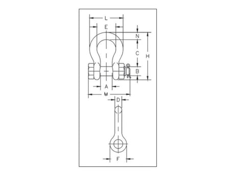Crosby Bolt Type Anchor Shackle G2130 - SWL: 1/2T, Size: 1/4'' (5 pcs.) | S.164966 - Product Image 2