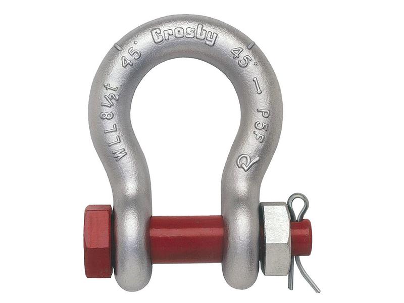 Image of a 5/8 inch Bolt Type Anchor Shackle with a silver finish, red pin, and securing bolt. The shackle features markings such as "SWL 3¼T," "4S," and "Sparex," indicating its safe working load. The product is identified by Sparex Part Number S.164971.