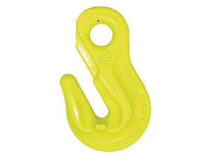 A bright yellow metal hook, featuring a circular eyelet at the top and a closed hook at the bottom, proudly displays its Sparex brand marking. The product is the Eye Grab Hook - OG-10-10 designed for a 10mm chain, with Sparex Part Number S.165047.