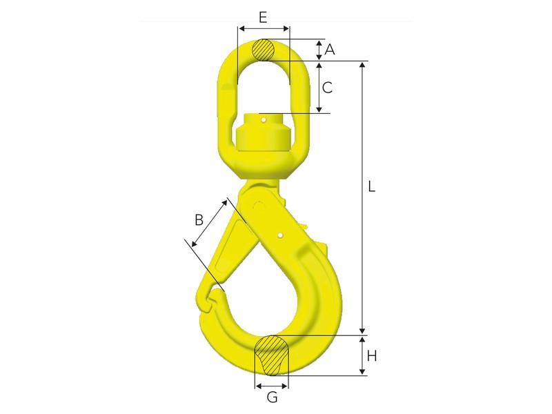 Crosby Swivel Safety Hook with Griplatch - LKBK-7/8-10, Chain Ø: 8mm | S.165060 - Product Image 3