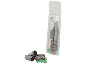 A kit of Deutsch DT Connector 3 Pole x3 Male, x3 Female (Agripak) from Sparex in a transparent plastic packaging is shown next to a few unpackaged 3 Pole Connection connectors on a white surface.