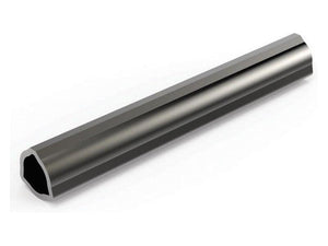 A triangular-profile black metal PTO tube with beveled edges, treated with Rilsan® Coating, laying horizontally on a white background. Product: Rilsan® Coated PTO Tube - Triangle Profile, Length: 1.5M (24510) | Sparex Part Number: S.165091 by Sparex.