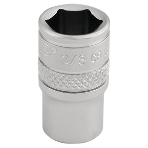 The Draper Imperial Socket, 1/4" Sq. Dr., 3/8" - B-AF/MS features a knurled ring for grip and is crafted from durable chrome vanadium steel.