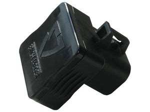 A black ISOBUS TBC Plug for TQPL from Sparex (Sparex Part Number: S.165277), featuring a rectangular shape, crafted from reinforced composite materials, with the logo embossed on the top.