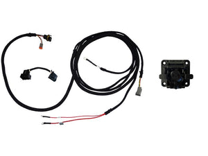 The ISOBUS FrontPlug FENDT 5/7 S4 Series (Sparex Part Number: S.165281) by Sparex is a black wiring harness featuring multiple connectors, a long cable, and an attached component on the right side, all set against a white background. It is marked under tariff code 8432900000.