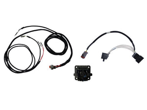 A set of ISOBUS FrontPlug FENDT 8/9 S4 Series automotive wiring harnesses and connectors are displayed alongside a black electrical component, all adhering to Reichhardt standards. The items fall under the tariff code 8432900000 and are available under Sparex Part Number: S.165283.