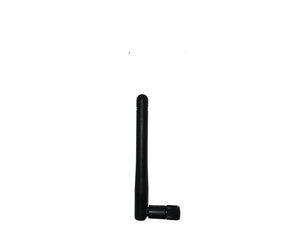 A black, short, straight antenna with a pivot at the base for angle adjustment stands upright against a plain white background. Sparex's 3dBi antenna for FarmCam 360 (Part Number: S.165301), often categorized under Tariff Code 8525600000, offers both functionality and sleek design.