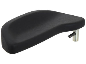 The LH Armrest by Sparex, part number S.165382, is a black plastic armrest with a curved design and features a metal attachment post for seamless fitting.