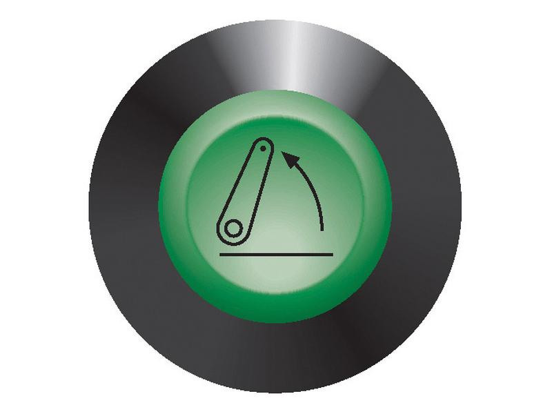 A Sparex Lift Switch (Part Number: S.165440) features a green button with a black symbol depicting a belt and arrow to indicate movement or adjustment, all set against a dark circular background.