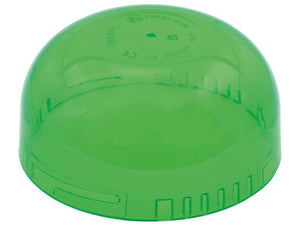 A Sparex Replacement Lens, model S.165450, designed to fit the S.163873 beacon, features a green polycarbonate dome-shaped cover with regulatory markings and specifications on the top surface.