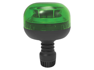 A green LED Rotating Beacon with a black base and flexible pin, IP65 rated and RoHS approved, by Sparex (Sparex Part Number: S.165451), 12/24V.