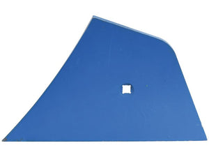 Triangular blue metal plate with a small square hole near the center, Shin - LH (Lemken), manufactured by Sparex, labeled S.165461.