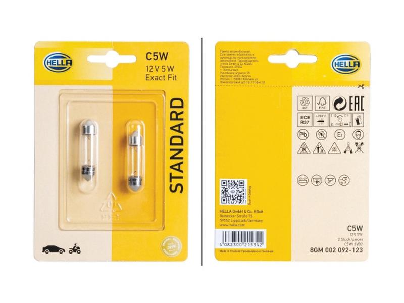Hella Light Bulb (Halogen) C5W, 12V, 5W, SV8.5-8 (Clamshell 2 pcs.) | S.165678 - Product Image 2
