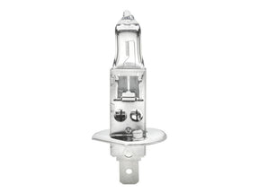 A close-up of a single Sparex Light Bulb (Halogen) H1, 12V, 55W isolated on a white background, showcasing its P14.5s metal base and glass envelope.