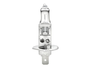 Shown on a white background is the Sparex Light Bulb (Halogen) H1, 12V, 55W, P14.5s (Clamshell 1 pc.) with a metal base, commonly used in automotive headlights.