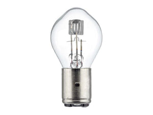 A clear Sparex Halogen Light Bulb (H15, 24V, 45/40W, BA20d) with a metal base is presented against a white background, showcasing the filament inside.