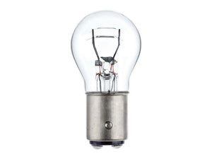 A Sparex Light Bulb (Halogen) P21/5W, 12V, 5W with a BAY15d metal screw base, displayed in its box against a white background.