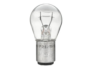 A close-up image of a clear halogen light bulb with a metal base, resembling the precise design of the Sparex Light Bulb (Halogen) P21/5W, 24V, 21W, BAY15d.