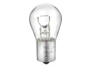 A clear halogen light bulb with a metallic base and internal filament is shown against a white background. The base, labeled "Sparex," identifies it as a 12V 21W BA15s model called Light Bulb (Halogen) P21W, Sparex Part No.S.165717.