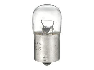 A clear glass automotive light bulb with a metal base, featuring Sparex's renowned halogen technology—Light Bulb (Halogen) R5W, 12V, 5W, BA15s (Clamshell 2 pcs.) | Sparex Part Number: S.165730.