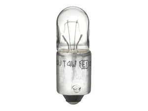 Close-up of a clear Sparex Light Bulb (Halogen) T4W, 24V, 4W with a BA9s cylindrical base. The metal foundation of the bulb is marked "AUT 4W E1," revealing the visible filament inside that highlights its Halogen design.