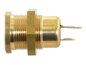 Golden brass electrical connector with a threaded body, hexagonal grip area, and two protruding pins, perfect for your Sparex Light Bulb (LED) 12V, 1W, SV8.5-8 setup.