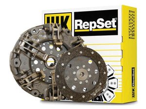 A clutch kit, identified as the Sparex Clutch Kit without Bearings (Sparex Part Number: S.165805), featuring a pressure plate and an organic loose disc, is displayed in front of a white and yellow Luk RepSet branded box.