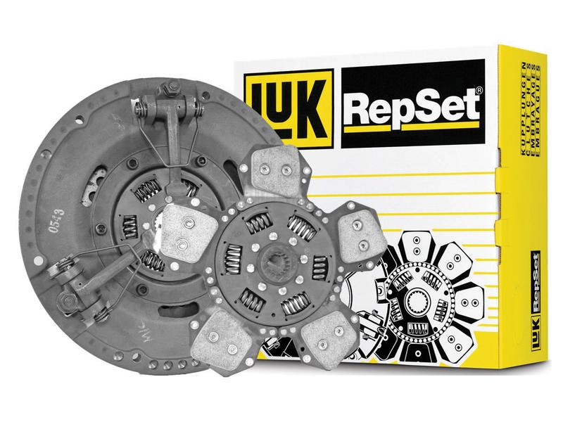 A clutch kit without bearings is displayed in front of a white and yellow box labeled "Sparex." The Sparex Clutch Kit (S.165809) includes a pressure plate and friction disc, enhanced by a torsion sprung design for smoother engagement.