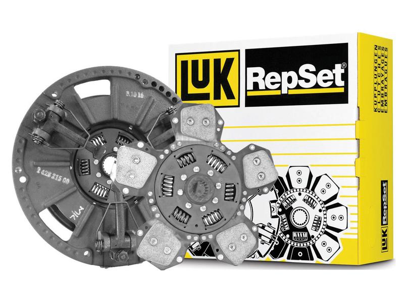 A clutch kit with the brand name "Sparex" displayed on the packaging behind it. The kit includes a cerametallic clutch disc and pressure plate, identified by Sparex Part Number: S.165811.