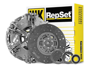 A Sparex Clutch Kit with Bearings (Sparex Part Number: S.165813), featuring a pressure plate, torsion sprung clutch disc, and release bearings, is displayed in front of a LUK RepSet branded box.