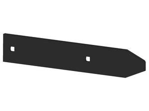 A black, rectangular metal bracket with two square holes—one near the center and one off-center—and an angled edge on the right side, designed for Vulcan Fasteners applications. This is the Sparex Landside Short - RH & LH (Gregoire Besson) that fits as 172338, with Sparex Part Number S.166080.