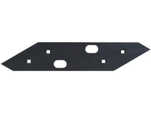 The Landside Short - RH & LH (Gregoire Besson) metal blade, in black, features several rectangular and oval holes positioned along its length. This versatile component is suitable for both right-hand and left-hand applications. It fits as 177319 and has the Sparex part number S.166091.