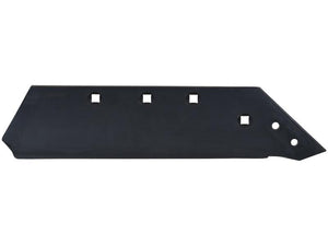 The Share - RH, 16'' (Gregoire Besson) black metal blade, identified as Sparex Part Number S.166102, features four square holes and two circular holes near one edge. This rectangular blade is designed for RH Primary OE Reference applications and is suitable for use with Vulcan Fasteners.