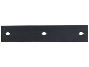 The Sparex Landside Short - RH & LH (Kuhn) metal plate, product number S.166123, features a rectangular black design with three evenly spaced circular holes for versatile fitting on both right-hand and left-hand sides.