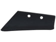 Close-up of the Sparex Skim Point - LH (Kuhn), a black metal plow blade featuring an angled edge and two circular mounting holes, designed to work seamlessly with Vulcan Fasteners. This is the spare part 631109 with Sparex part number S.166137.